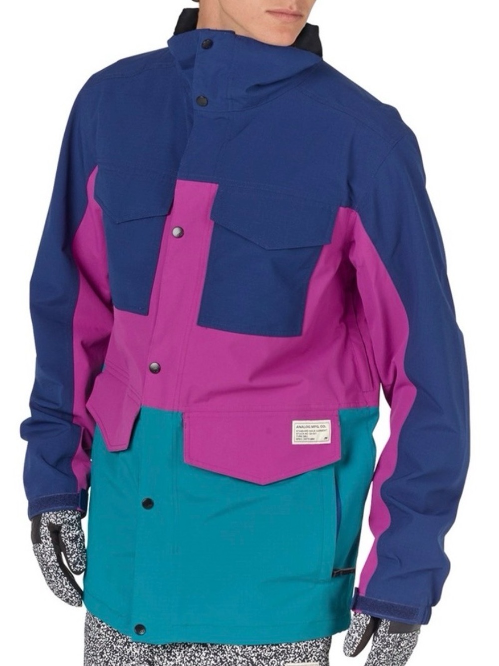 Analog Colorblock Ski Jacket in Navy, Magenta & Teal